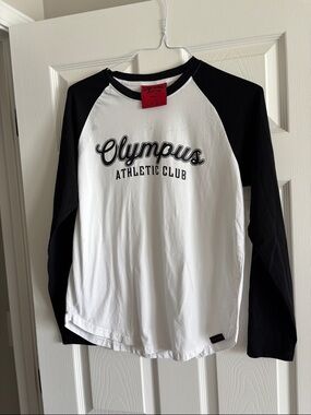 Olympus Black and White Raglan Long Sleeve Tee